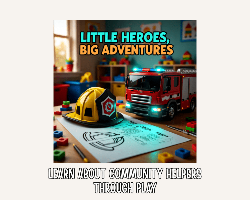 printable accordion book template on a table with firefighter toys