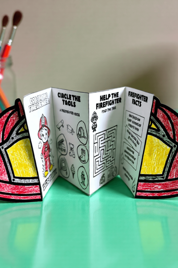 Firefighter accordion activity book for preschool and kindergarten