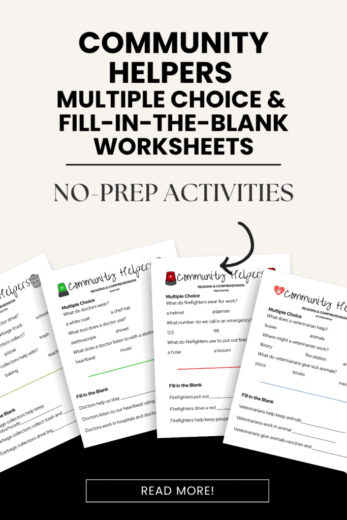 Community helpers multiple choice questions and fill in the blank