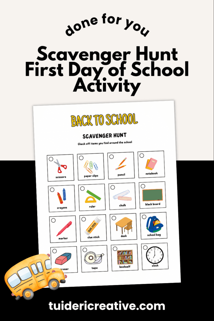 back to school scavenger hunt printable