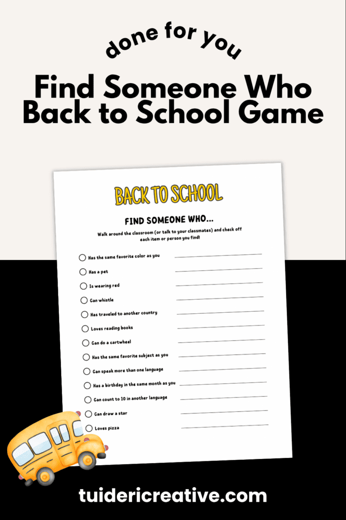 find someone who game for back to school