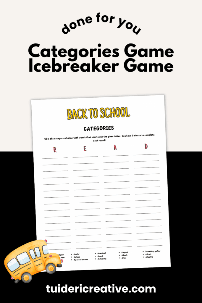 categories game for back to school