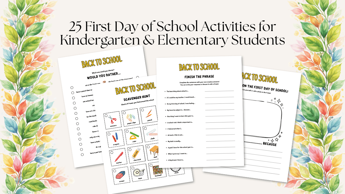 25 Fun First Day of School Activities for Kindergarten & Elementary Students