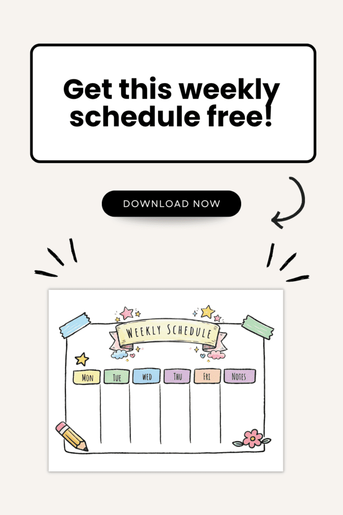 Back to school Weekly Schedule Printable Free
