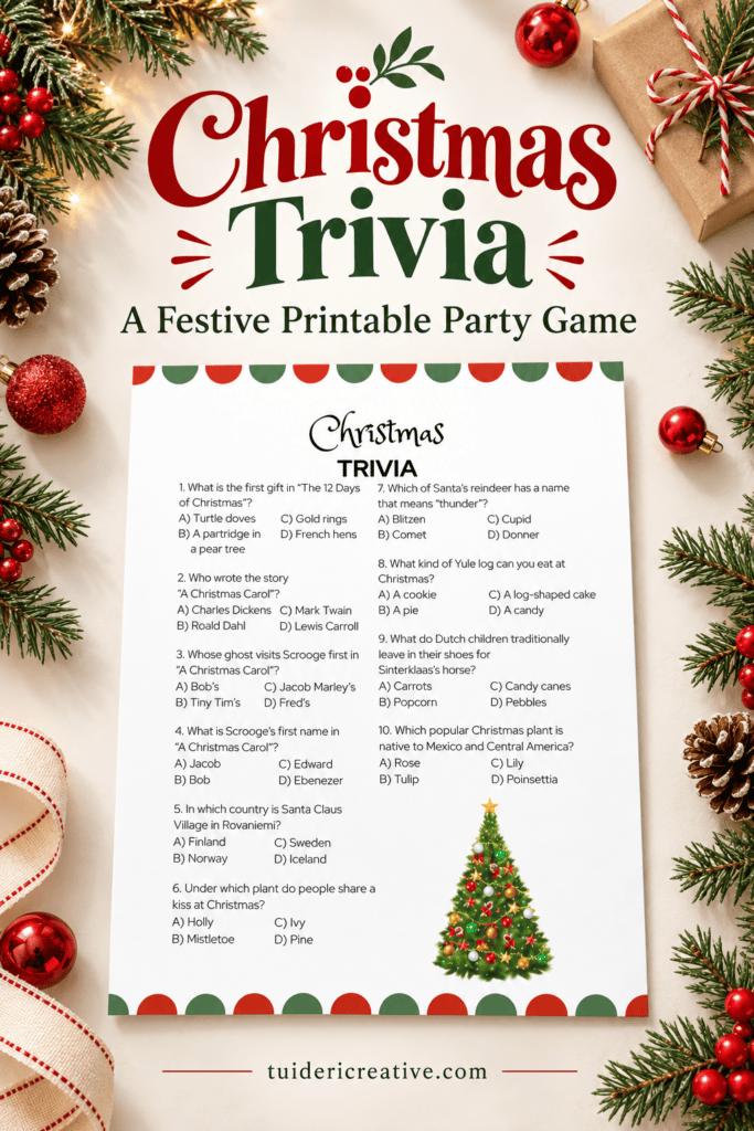 printable Christmas trivia game for kids with answer key